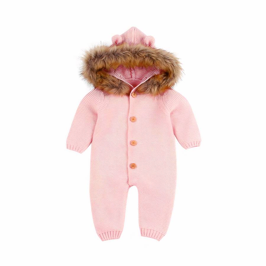 Barboteuse tricotée à capuche pour bébé