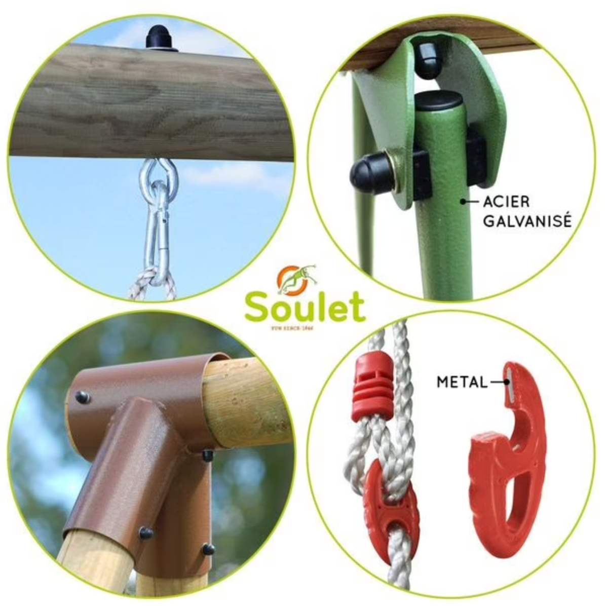 Portique en Bois 4 Jeux Balançoire