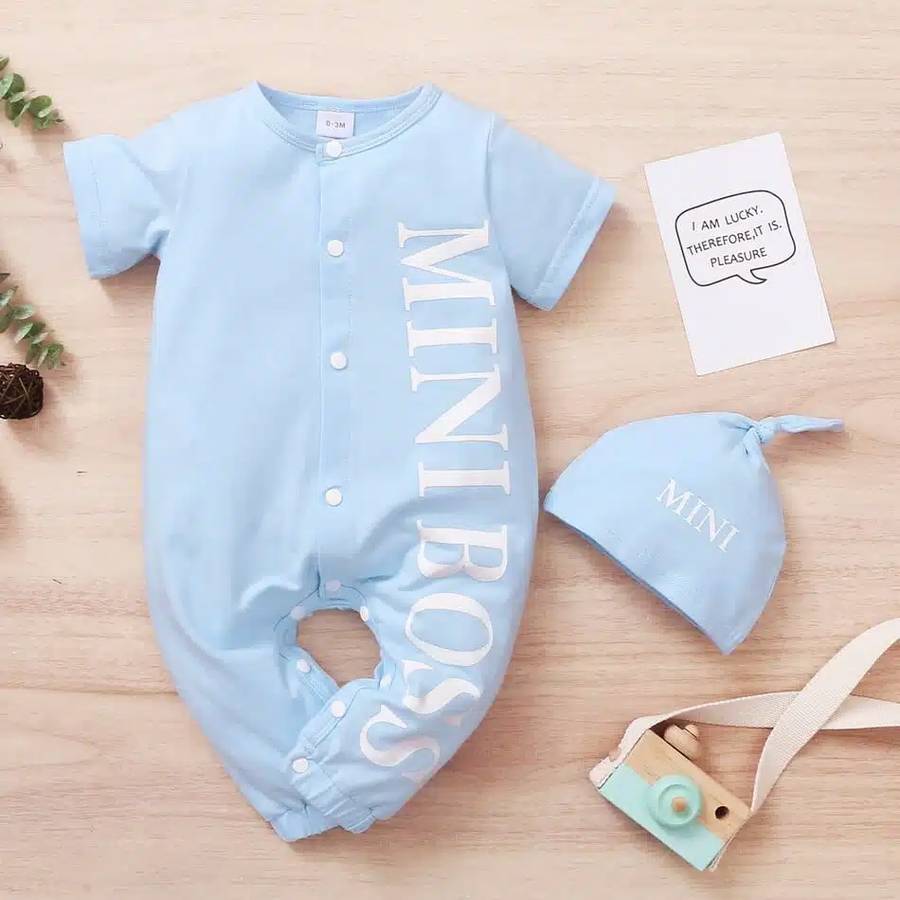 Barboteuse avec bonnet pour bébé garçon