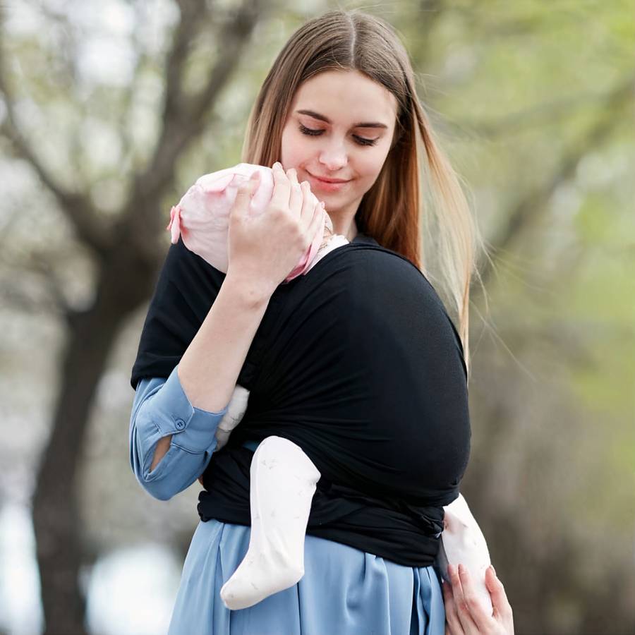 Porte-bébé souple avec pochette de rangement