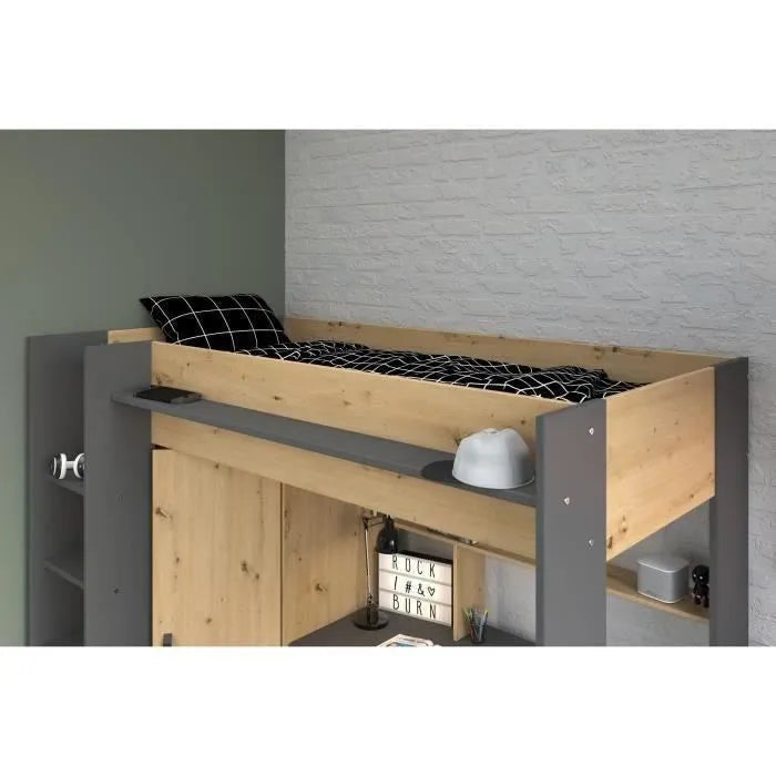 Lit Combiné Mezzanine Enfant avec Armoire et bureau intégrés