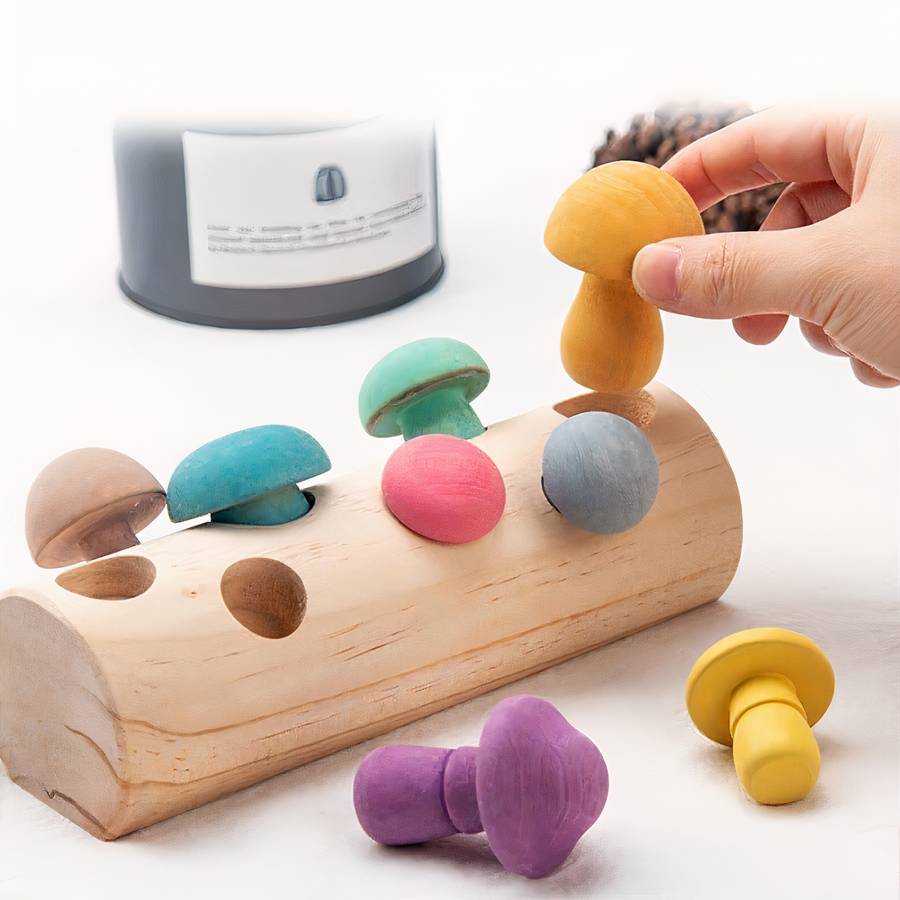 Jouet de cueillette de champignons en bois