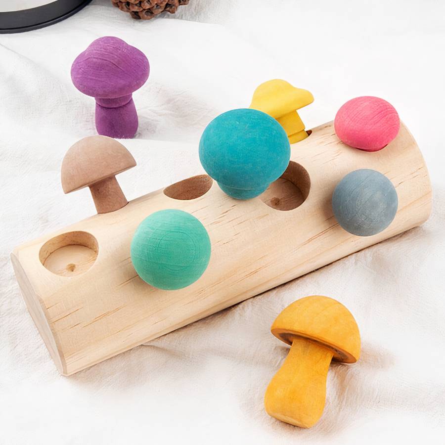 Jouet de cueillette de champignons en bois