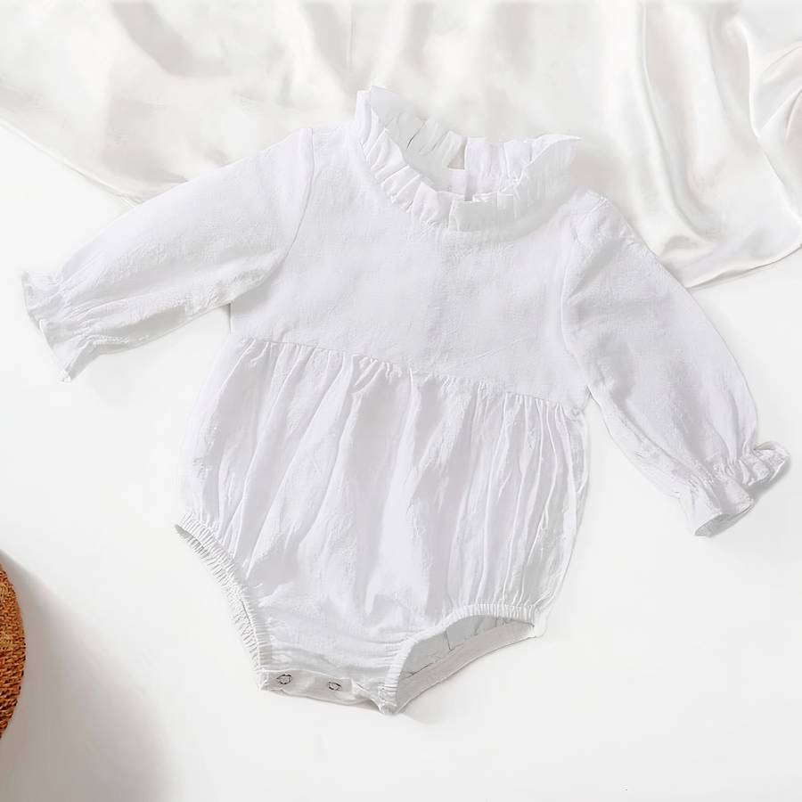 Barboteuse en coton à manches longues et volants pour bébé