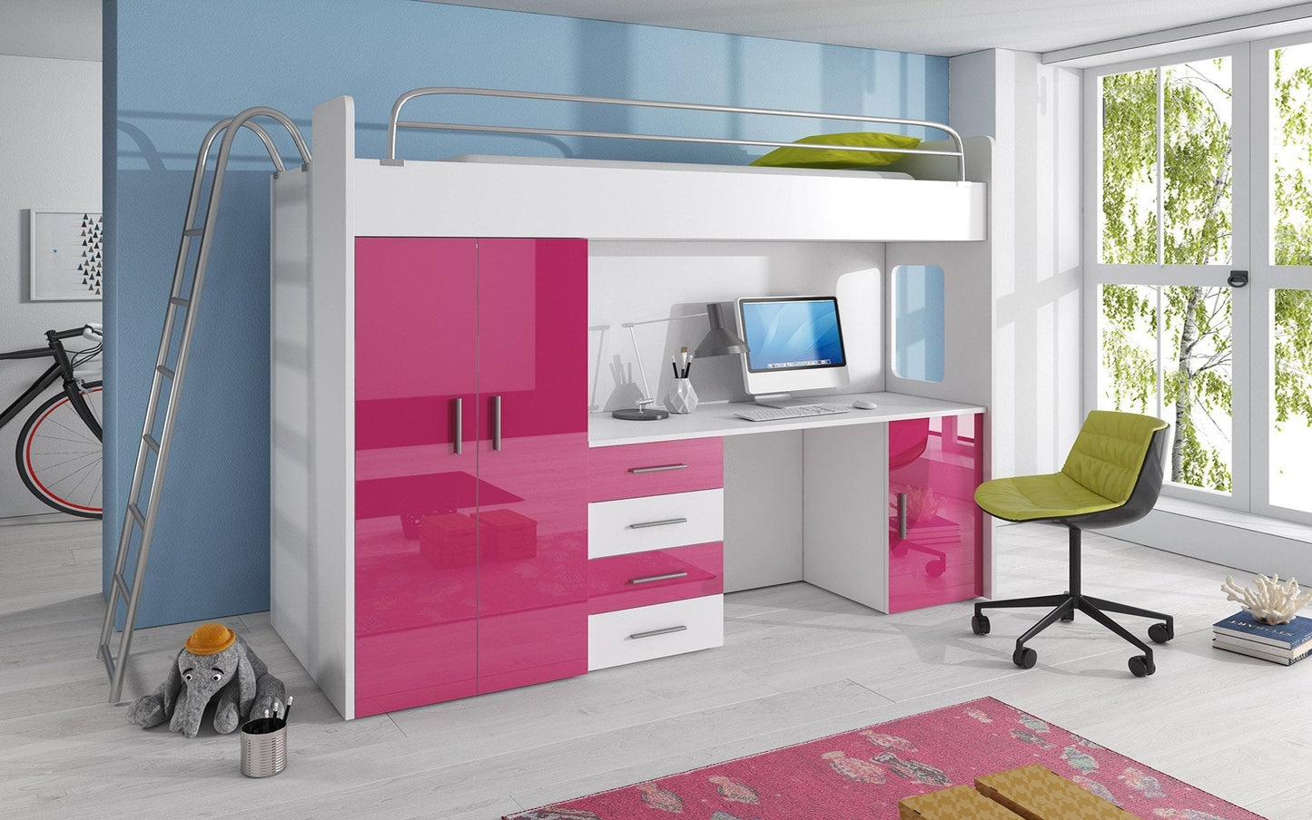 Lit combiné enfant Studieux avec armoire et bureau intégrés