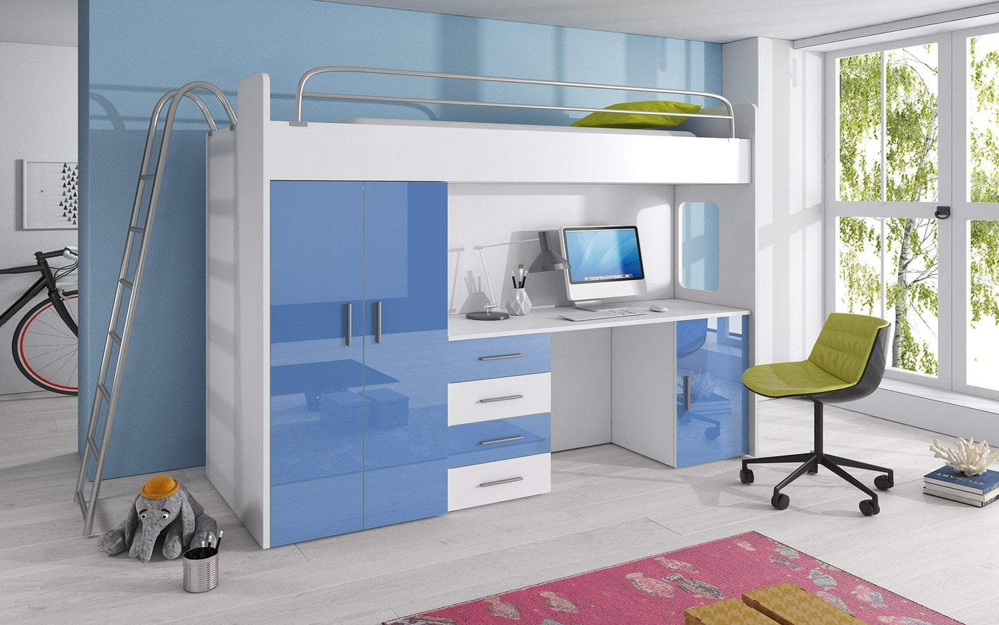 Lit combiné enfant Studieux avec armoire et bureau intégrés