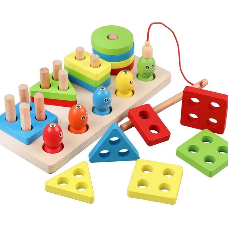 Jeu de tri et de pêche en bois