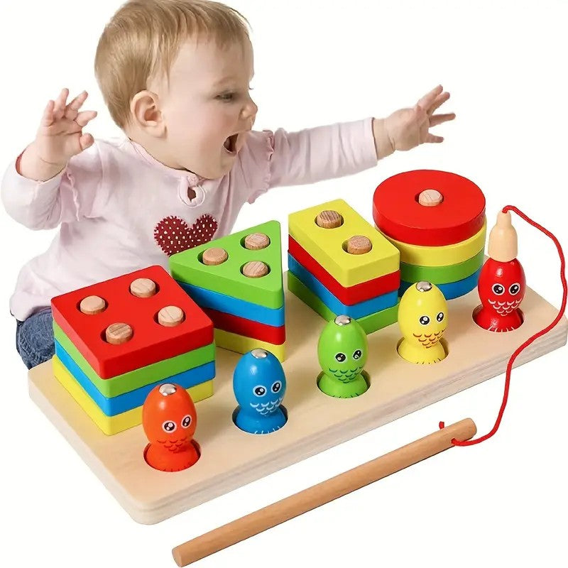 Jeu de tri et de pêche en bois