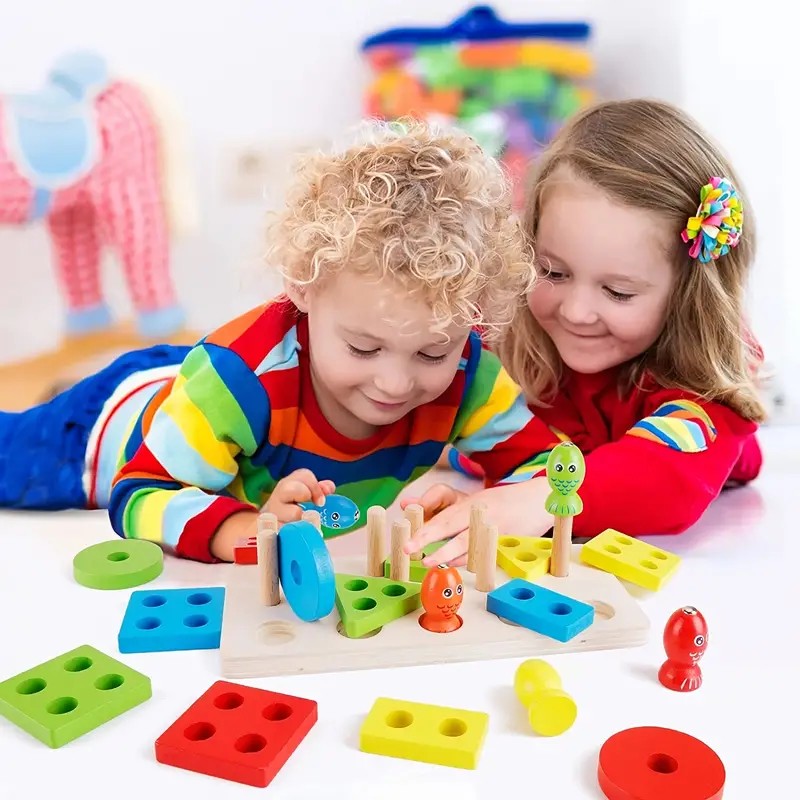 Jeu de tri et de pêche en bois