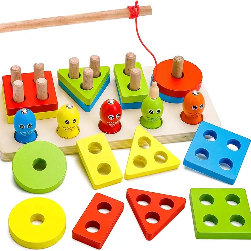 Jeu de tri et de pêche en bois
