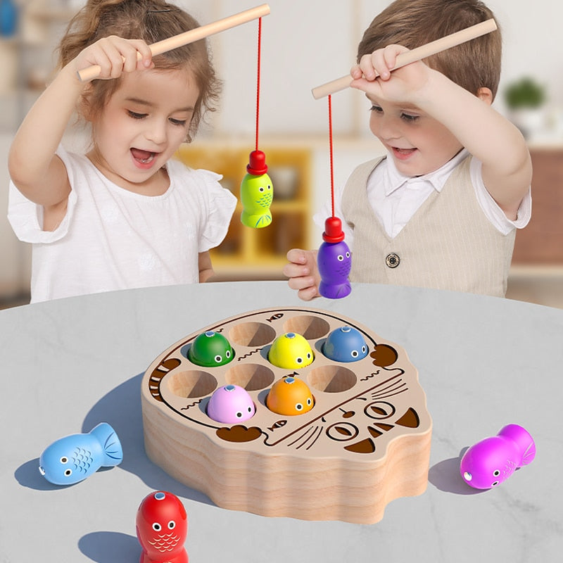 Jeu de pêche magnétique en bois
