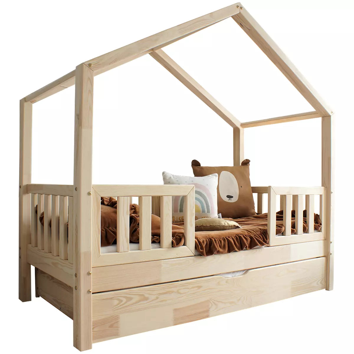 Lit Cabane 90x190 - Barrières Sommier et Tiroir