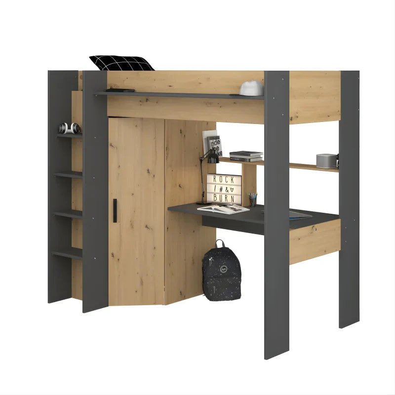 Lit Combiné Mezzanine Enfant avec Armoire et bureau intégrés