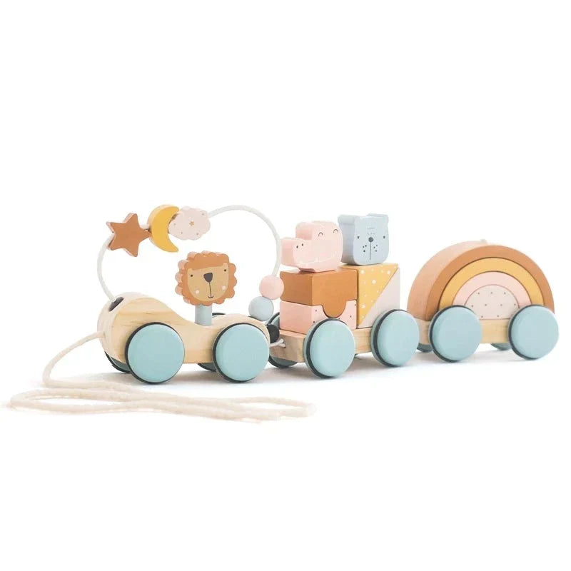 Petit train en bois animaux