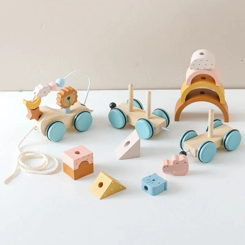 Petit train en bois animaux