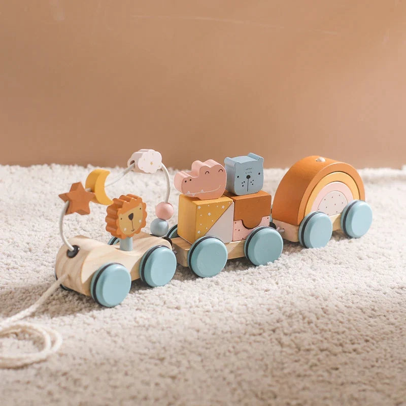 Petit train en bois animaux