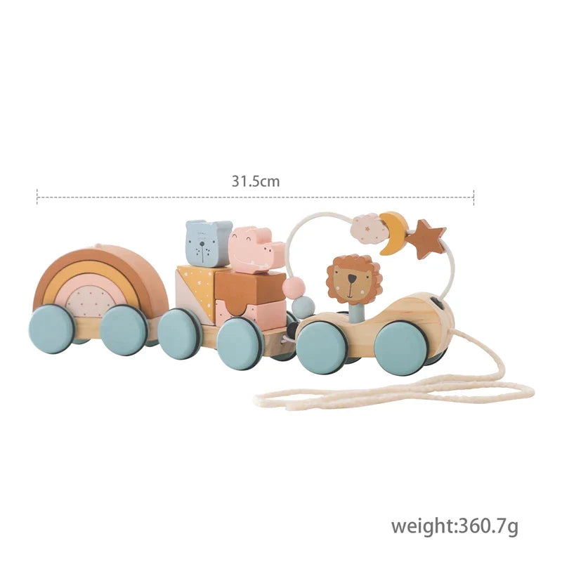 Petit train en bois animaux