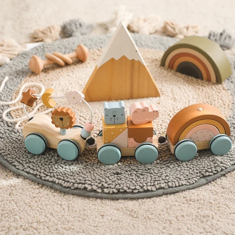 Petit train en bois animaux