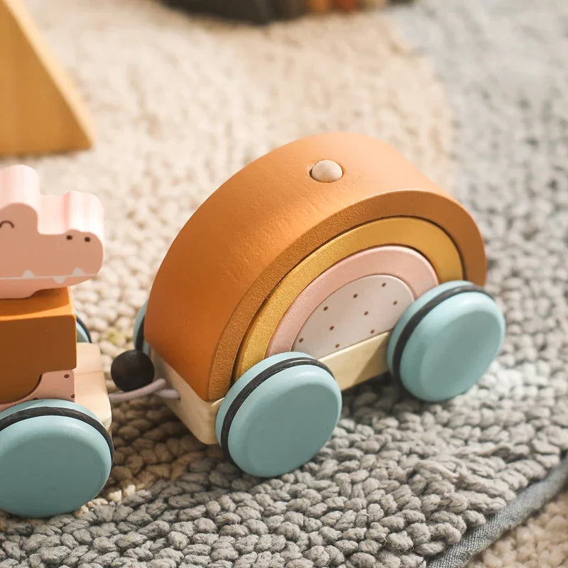 Petit train en bois animaux