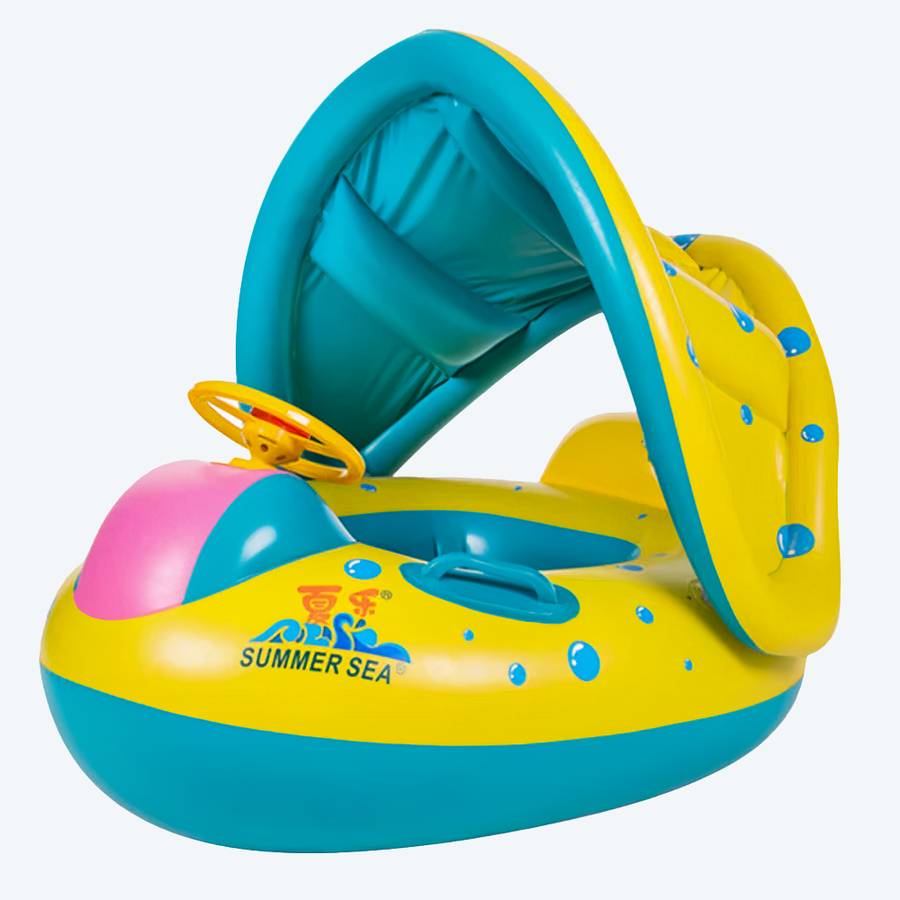 Bouée pour bébé portable et gonflable avec pare-soleil