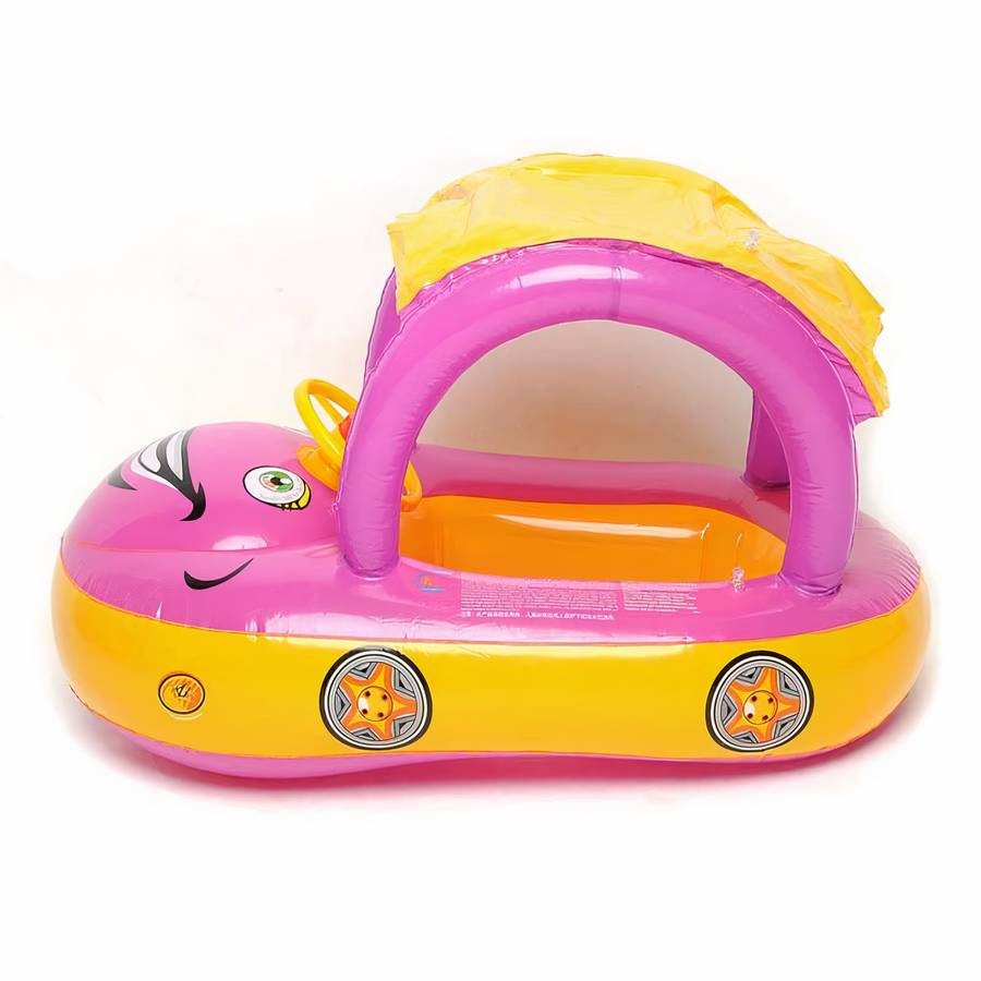 Bouée pour bébé avec pare-soleil de couleur rose