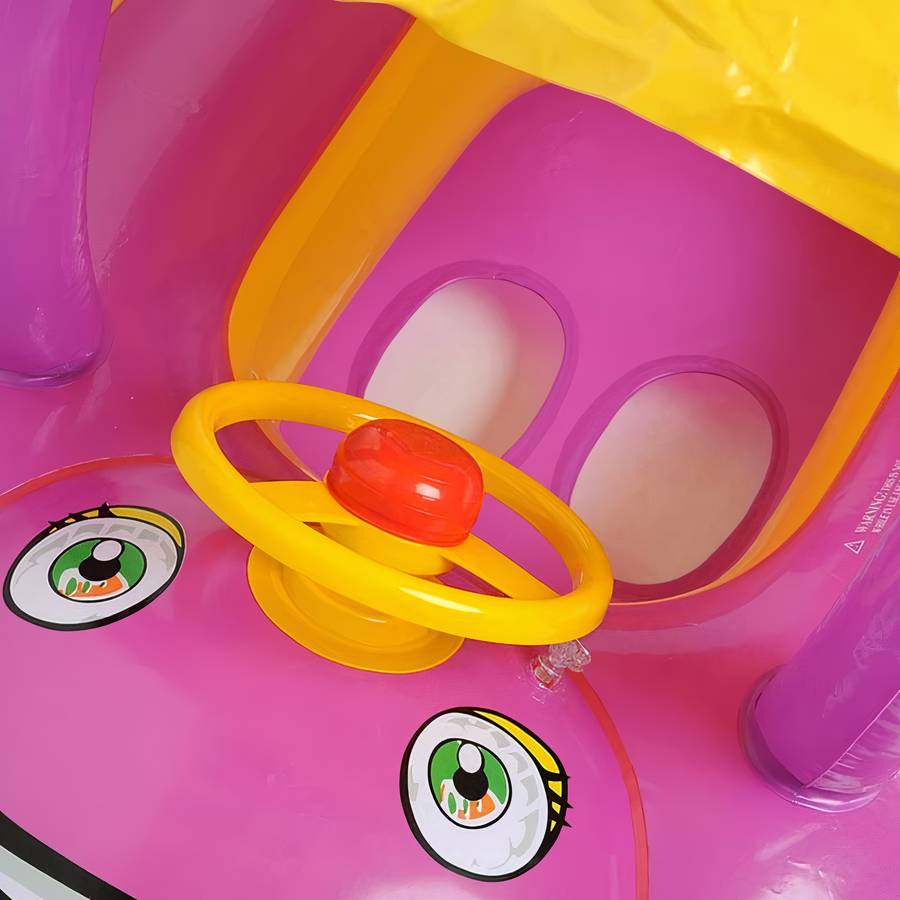 Bouée pour bébé avec pare-soleil de couleur rose