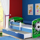 Lit pour enfant Imaginaire avec motifs, panneaux colorés et tiroir de rangement