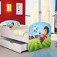 Lit pour enfant Luna avec motifs colorés et tiroir de rangement