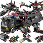 Jeu de construction d'hélicoptère militaire et voiture de police