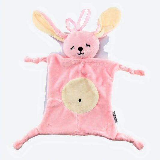 Doudou lapin rose en peluche pour bébés