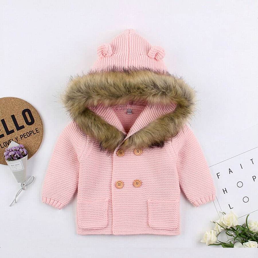 Veste avec col en fourrure pour bébé