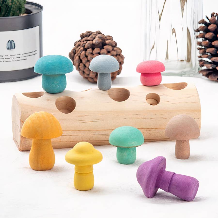 Jouet de cueillette de champignons en bois