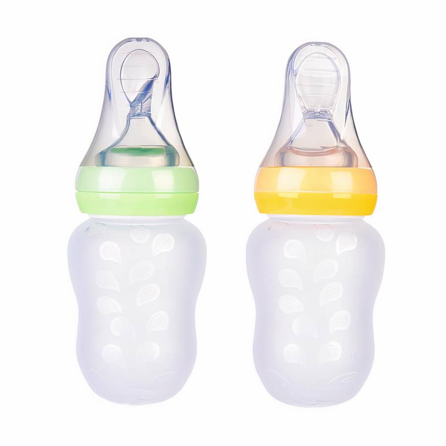 Biberon en silicone avec cuillère pour bébé