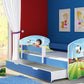 Lit pour enfant Imaginaire avec motifs, panneaux colorés et tiroir de rangement