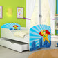Lit pour enfant Luna avec motifs colorés et tiroir de rangement