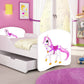 Lit pour enfant Luna avec motifs colorés et tiroir de rangement