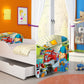 Lit pour enfant Luna avec motifs colorés et tiroir de rangement
