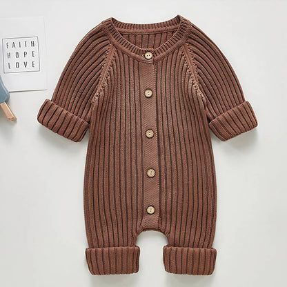 Barboteuse à manches longues tissu côtelé pour bébé