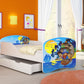 Lit pour enfant Luna avec motifs colorés et tiroir de rangement