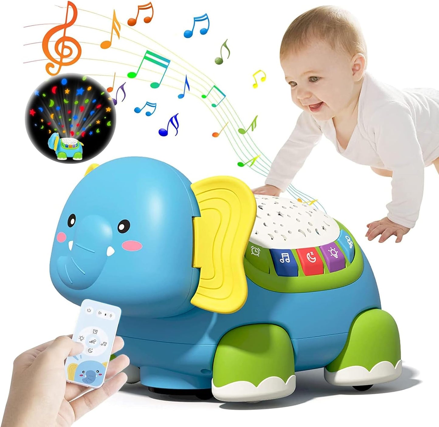 Jouet rampant bébé éléphant musical lumineux