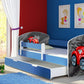 Lit pour enfant Imaginaire avec motifs, panneaux colorés et tiroir de rangement
