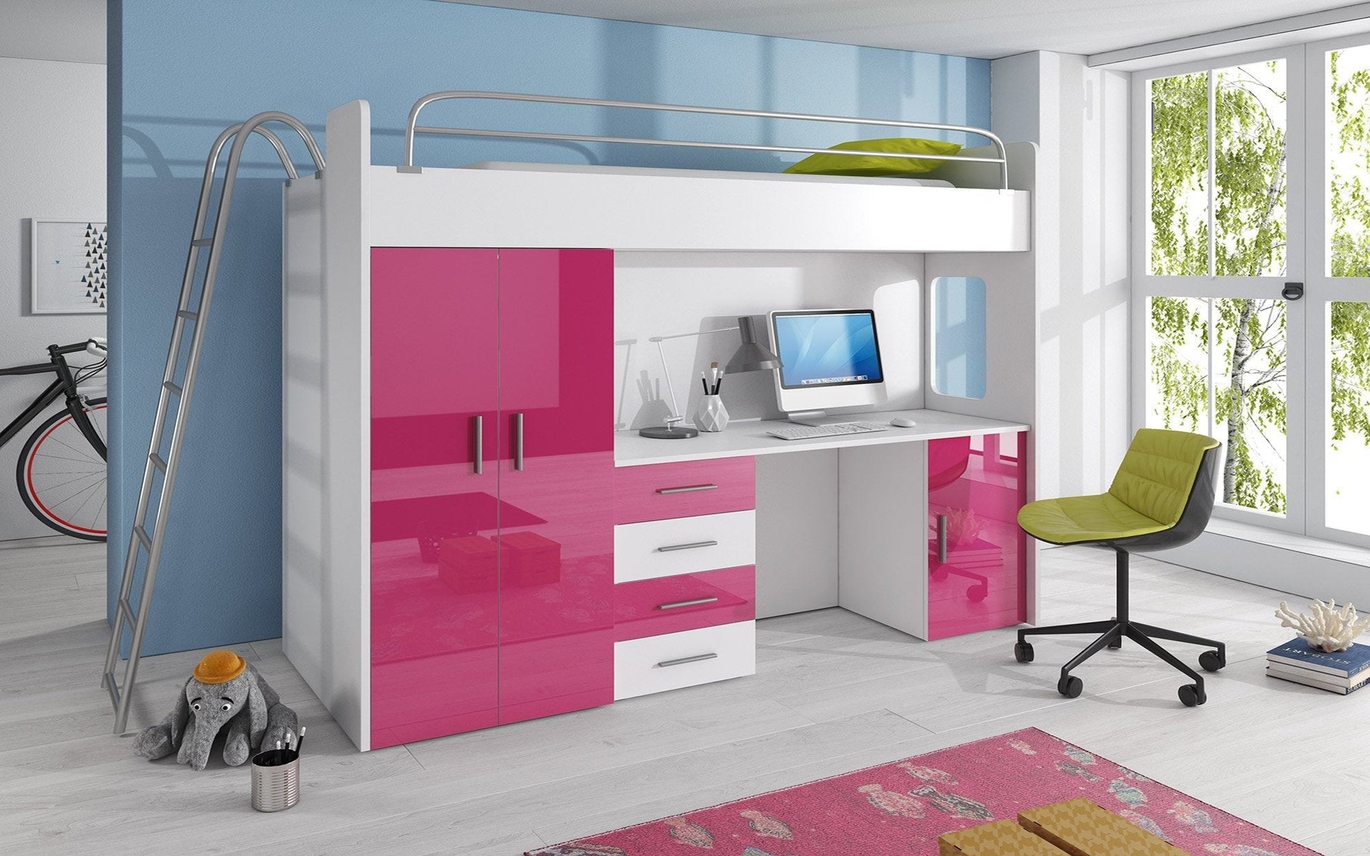 Lit combiné enfant Studieux avec armoire et bureau intégrés