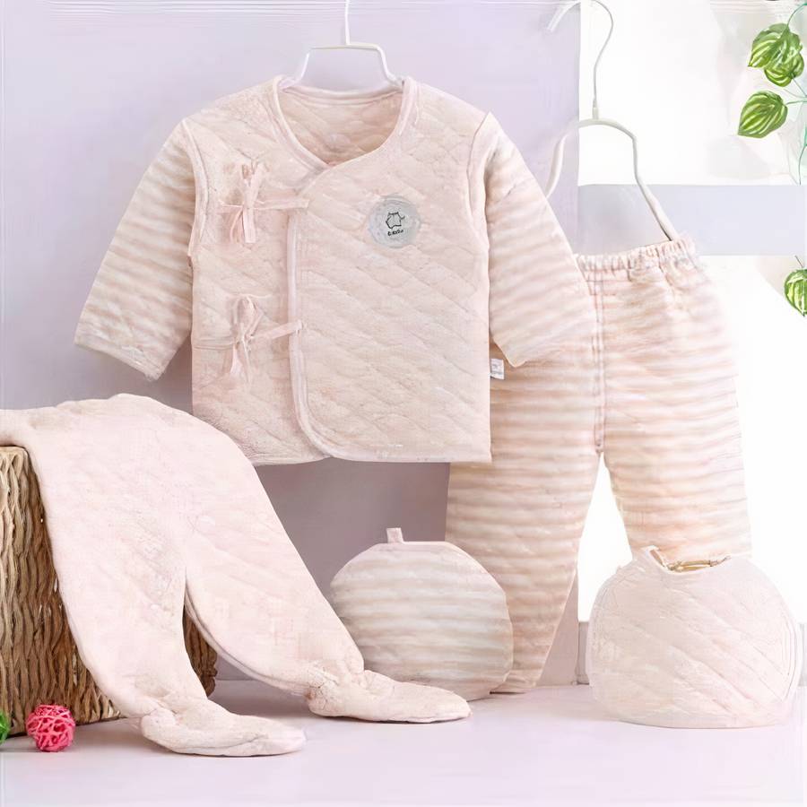 Ensemble vêtement 5 pièces doux en coton pour bébé