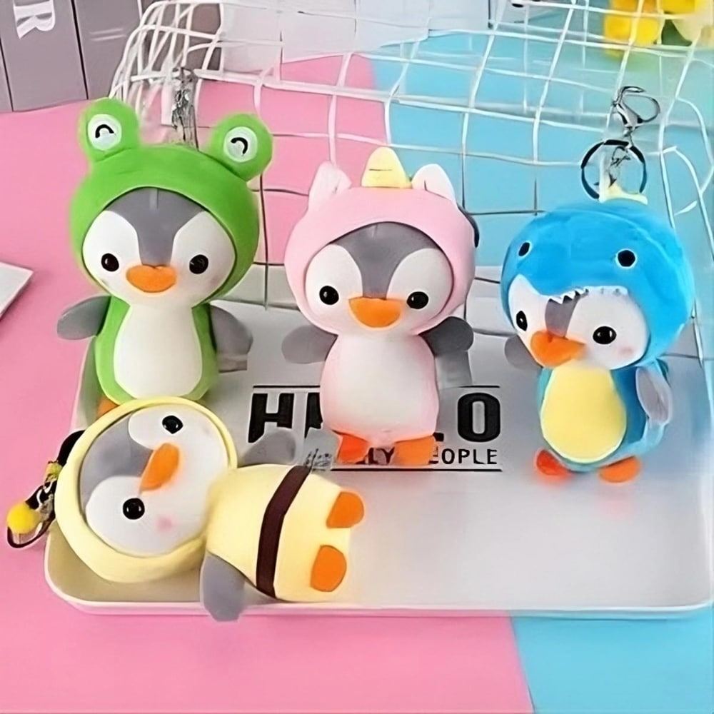 Porte-clés en peluche pingouin de 12 cm