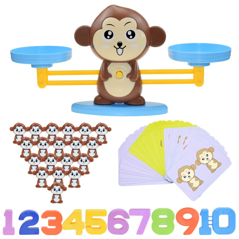 Jeu de mathématiques balance singe montessori