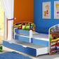 Lit pour enfant Imaginaire avec motifs, panneaux colorés et tiroir de rangement