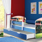 Lit pour enfant Imaginaire avec motifs, panneaux colorés et tiroir de rangement