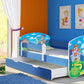 Lit pour enfant Imaginaire avec motifs, panneaux colorés et tiroir de rangement