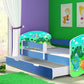 Lit pour enfant Imaginaire avec motifs, panneaux colorés et tiroir de rangement
