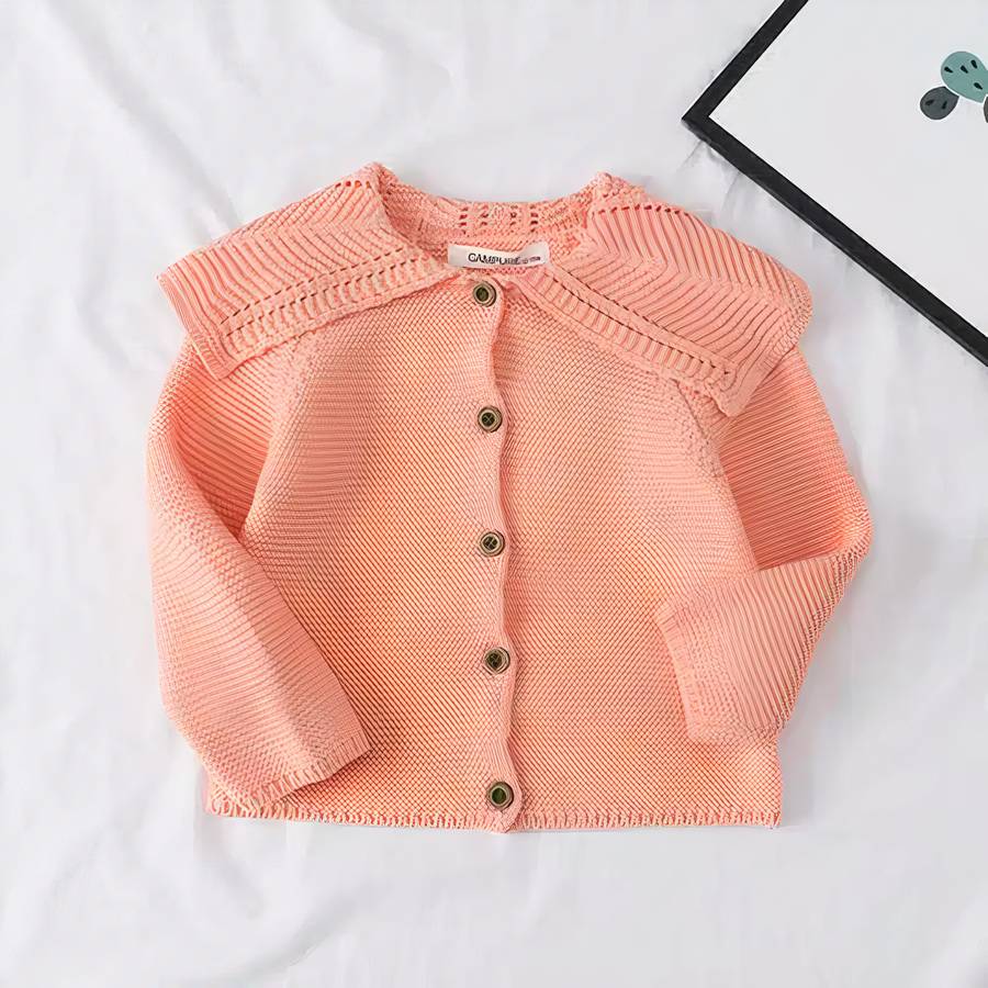 Cardigan tricoté pour bébé avec col à pétales